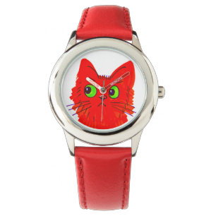 Bright Red Cat — Wide-Eyed Wonder with a Twist Watch