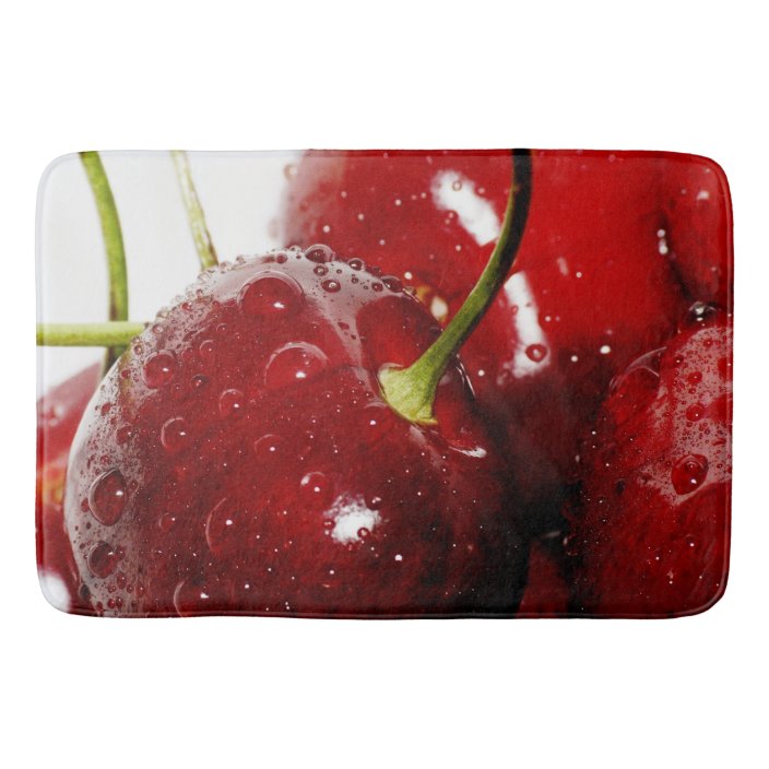Bright Red Cherries Kitchen Rug Mat Home Decor Zazzle Com