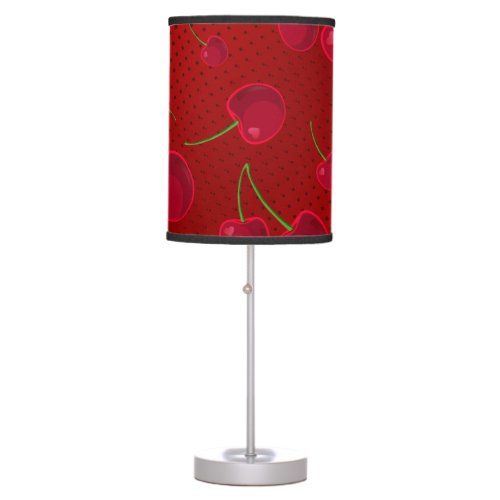 Bright Red Cherries Table Lamp
