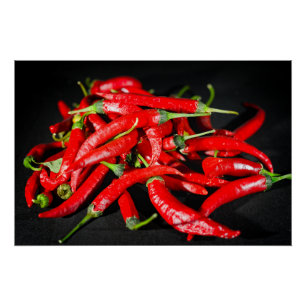 Bright Red Chili's Food Photography Poster