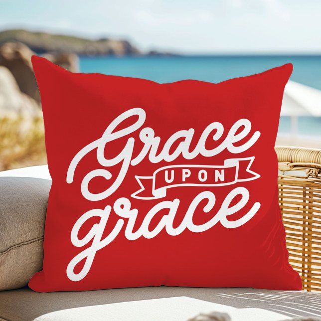 Bright Red Christian Quote  Throw Pillow (Creator Uploaded)