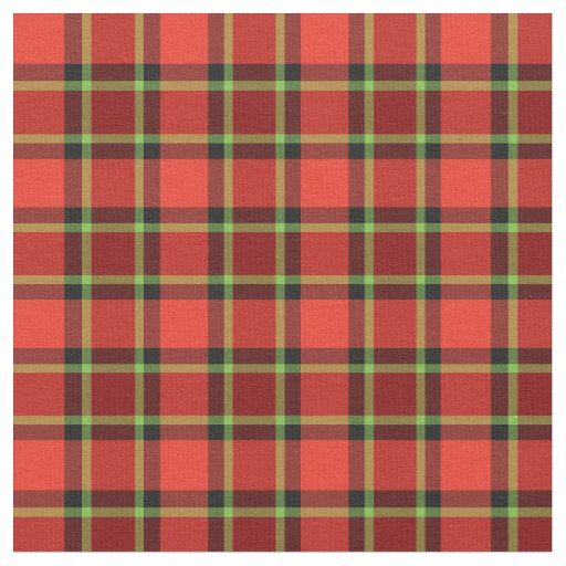 Bright Red Christmas Plaid Pattern Fabric