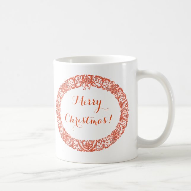 Bright Red Christmas Wreath to Customize Coffee Mug (Right)