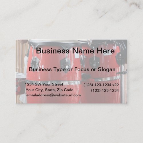 Bright red conga drums photojpg business card