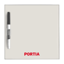 Bright red custom name plain gray dry erase board