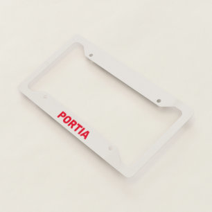 Bright red custom name plain gray license plate frame