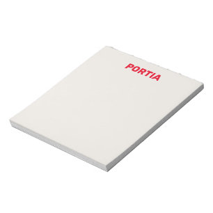 Bright red custom name plain gray notepad