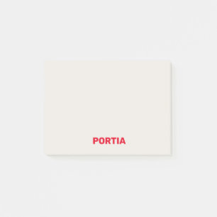 Bright red custom name plain gray post-it notes