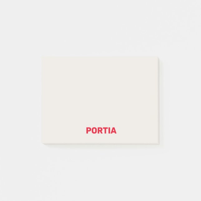 Bright red custom name plain gray post-it notes (Front)