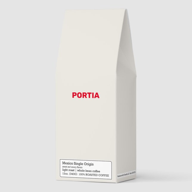 Bright red custom name plain gray roasted coffee (Front)
