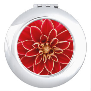 Bright Red Dahlia Close Up Photo Compact Mirror