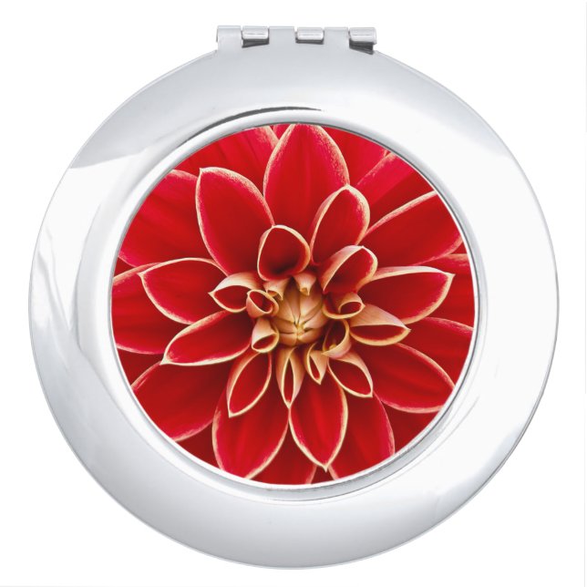 Bright Red Dahlia Close Up Photo Compact Mirror (Front)