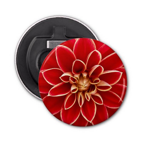 Bright Red Dahlia Flower Close Up Photo Bottle Opener