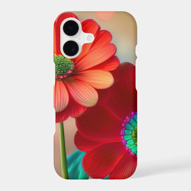 Bright Red Daisy Flowers iPhone Case (Back)