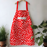 Bright Red Dashing Apron<br><div class="desc">Bright and cheerful,  this vibrant colored apron features hand-drawn dashes for a playful pattern year round. Personalize with your own name or give as a practical and thoughtful gift!</div>