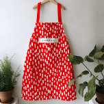 Bright Red Dashing Apron<br><div class="desc">Bright and cheerful, this vibrant colored apron features hand-drawn dashes for a playful pattern year round. Personalize with your own name or give as a practical and thoughtful gift!</div>