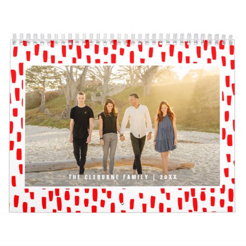 Bright Red Dashing Dots Photo Frame Calendar