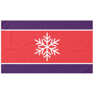 Bright Red Deep Purple Stripes Winter Snowflake Tablecloth