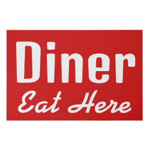 Bright Red Diner Wall Art Sign