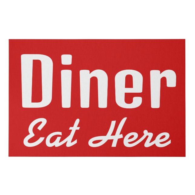 Bright Red Diner Wall Art Sign (Front)
