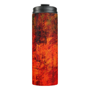 Bright red dirty old black peeled background. Hall Thermal Tumbler