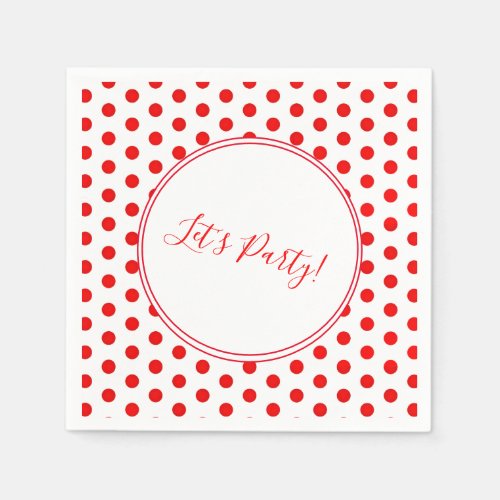 Bright Red Dots Custom Party Paper Napkins