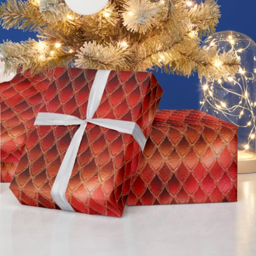 Bright Red Dragon Scales Wrapping Paper