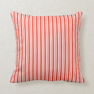 Bright Red Farmhouse Stripes Modern Pattern 03 Throw Pillow