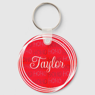 Bright red festive Hohoho pattern wine charms Keychain