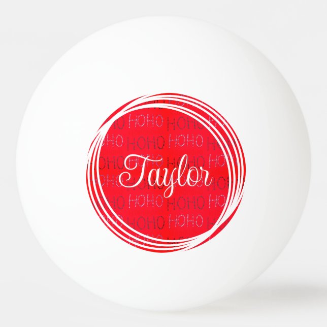 Bright red festive Hohoho pattern wine charms Ping Pong Ball (Front)