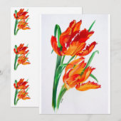 Bright Red Flamboyant Parrot Tulips (Front/Back)