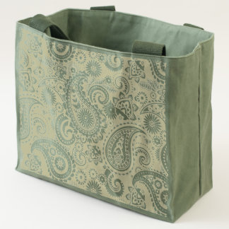 Bright Red Floral paisley bohemian pattern Tote