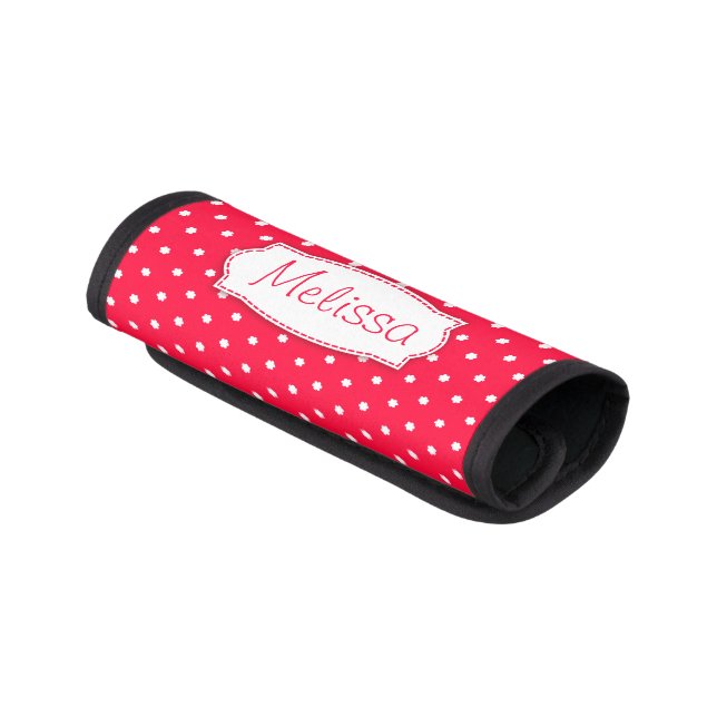 Bright red flower polka dots named luggage wrap (Angled)