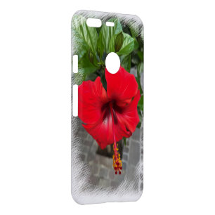 Bright red flower uncommon google pixel case