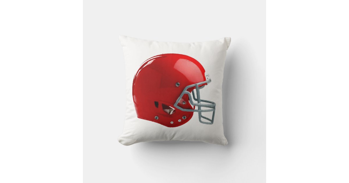 Bright Red Football Helmet Throw Pillow