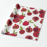 bright red fruit pomegranates wrapping paper