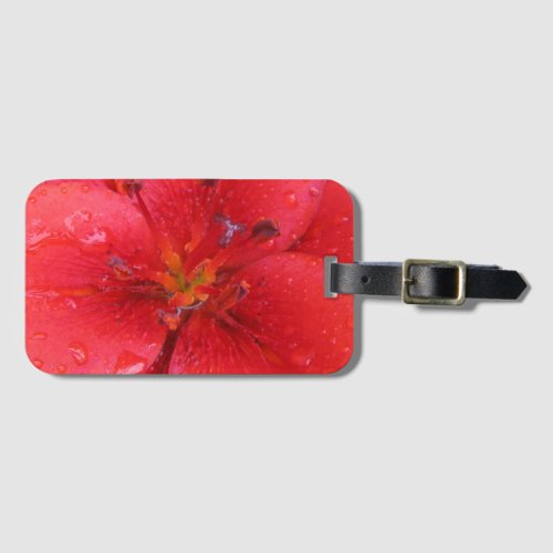 Bright Red Garden Lily Flower Detail Luggage Tag