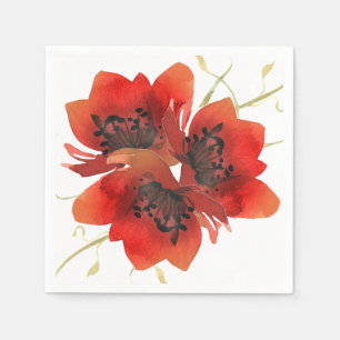 Bright Red Garden Poppies Napkins
