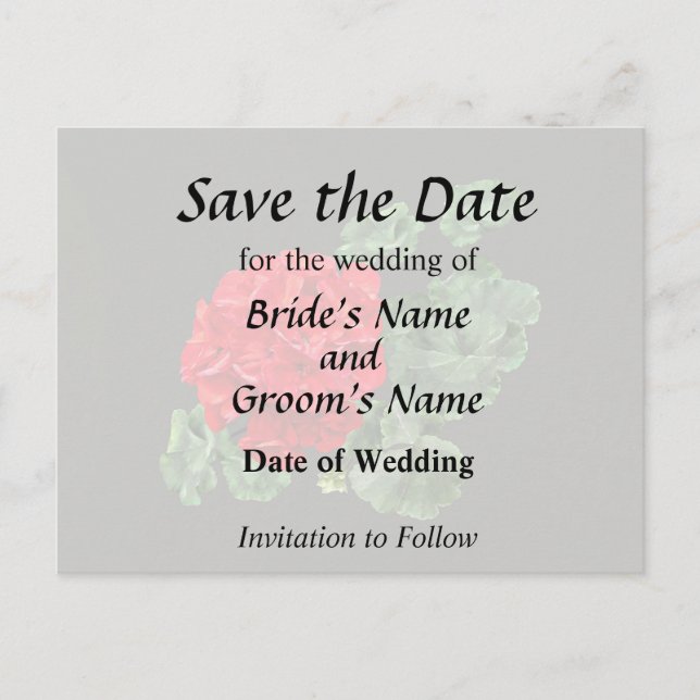Bright Red Geranium Announcement Postcard (Front)