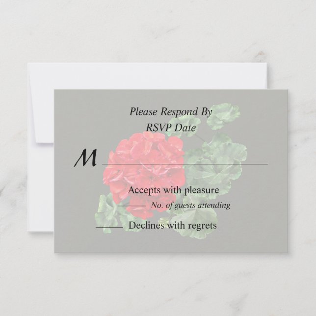 Bright Red Geranium RSVP Card (Front)