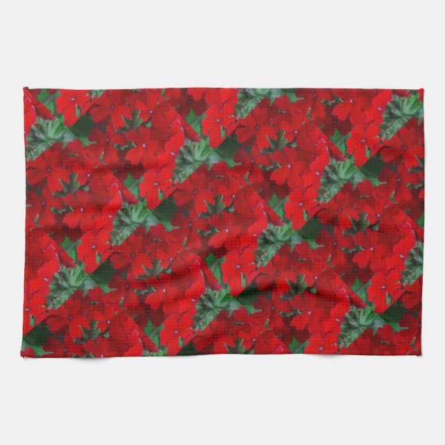 Bright Red Geraniums Kitchen Towel (Horizontal)