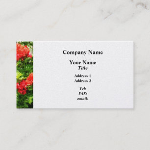 Bright Red Geraniums - Platinum Finish Business Card