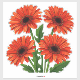 Bright Red Gerbera Daisy Bouquet Sticker