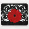 Bright Red Gerbera Daisy on Black