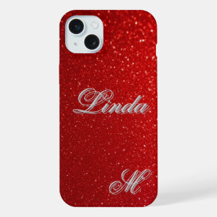 Bright Red GlitterTexture luxury aesthetic Gift iPhone 15 Plus Case