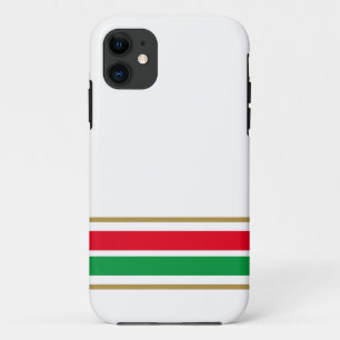 Bright Red Green Bottom Racing Stripes On White iPhone 11 Case