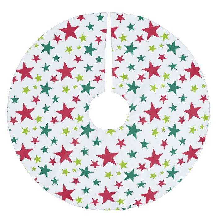 Bright Red Green Gold Star White Christmas Holiday Brushed