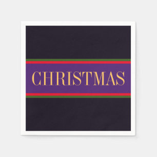 Bright Red Green Purple Black CHRISTMAS Stripes Napkins