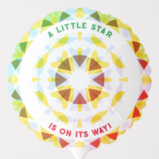 Bright Red Green Star Gender Reveal Baby Shower Balloon (Front)