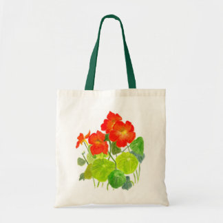 Bright Red Hand-painted Nasturtiums Tote Bag